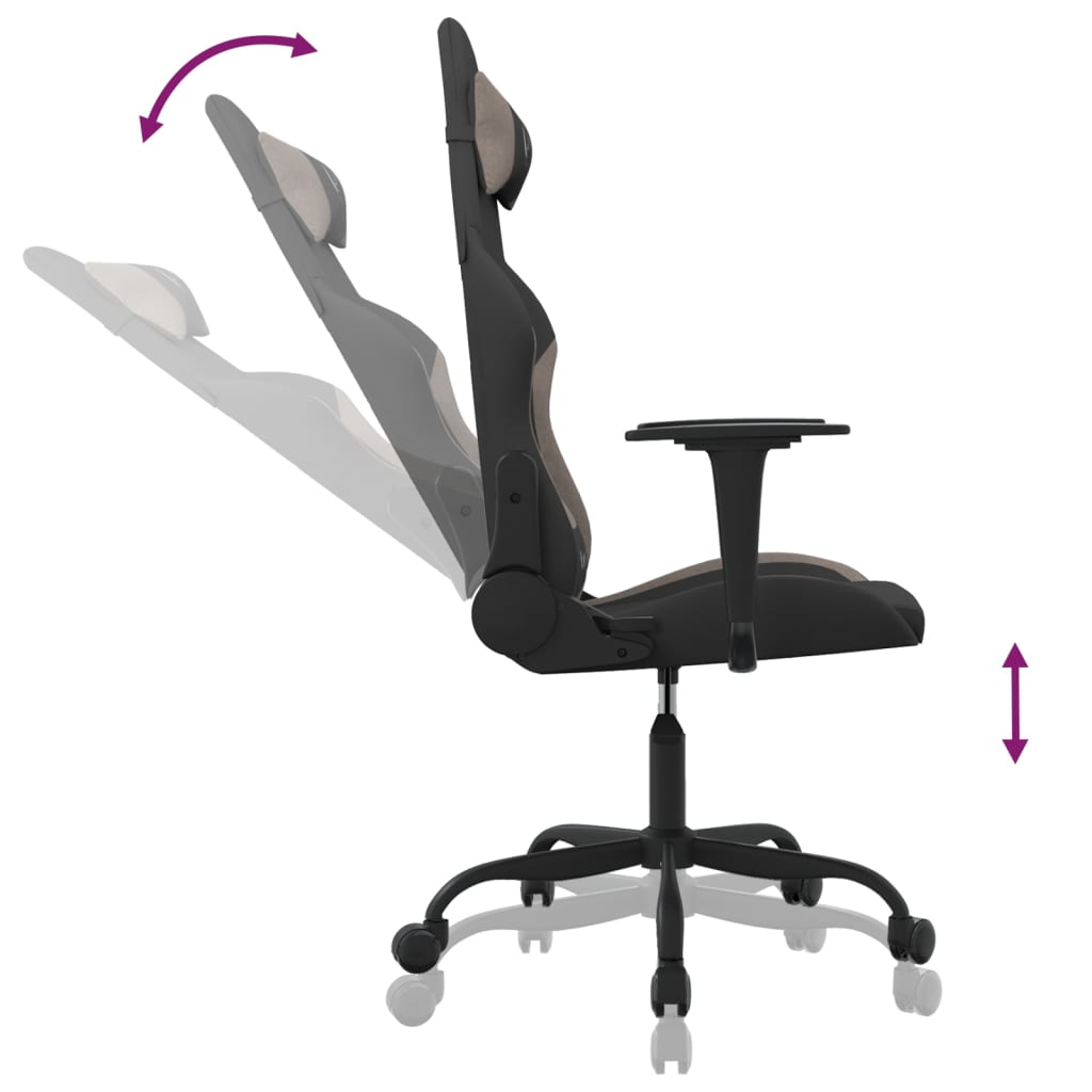 Gaming-Stuhl mit Massagefunktion Schwarz und Creme Stoff