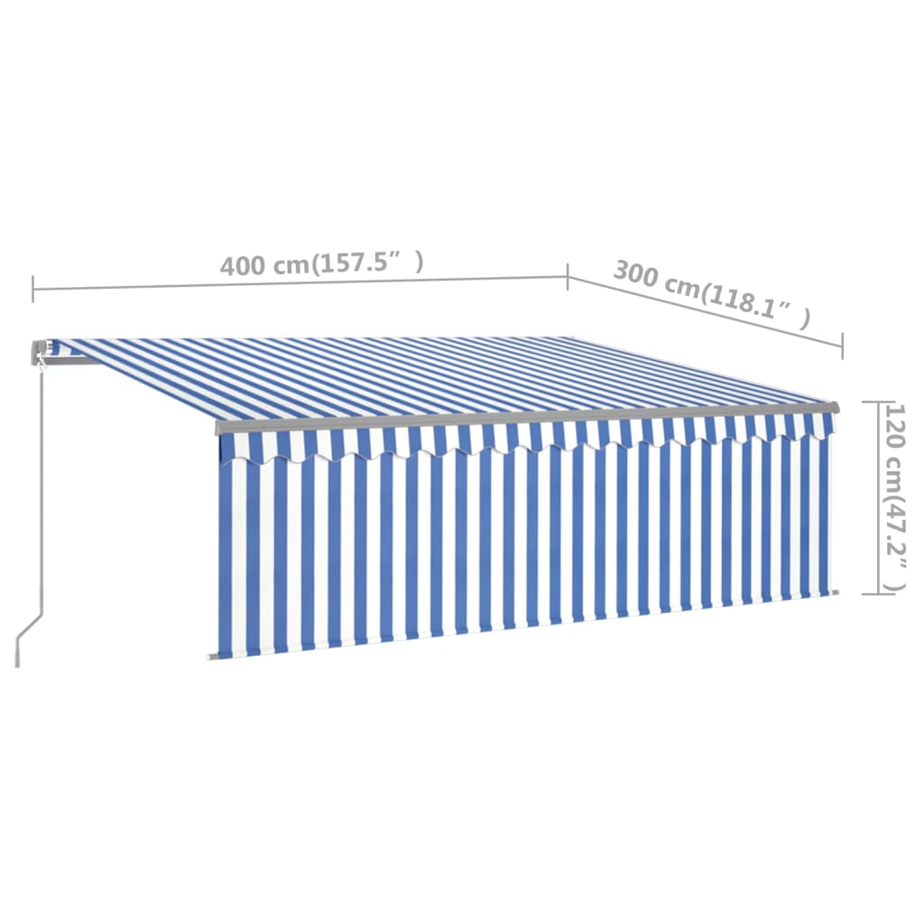 Markise Manuell Einziehbar mit Rollo 3x2,5 m Creme