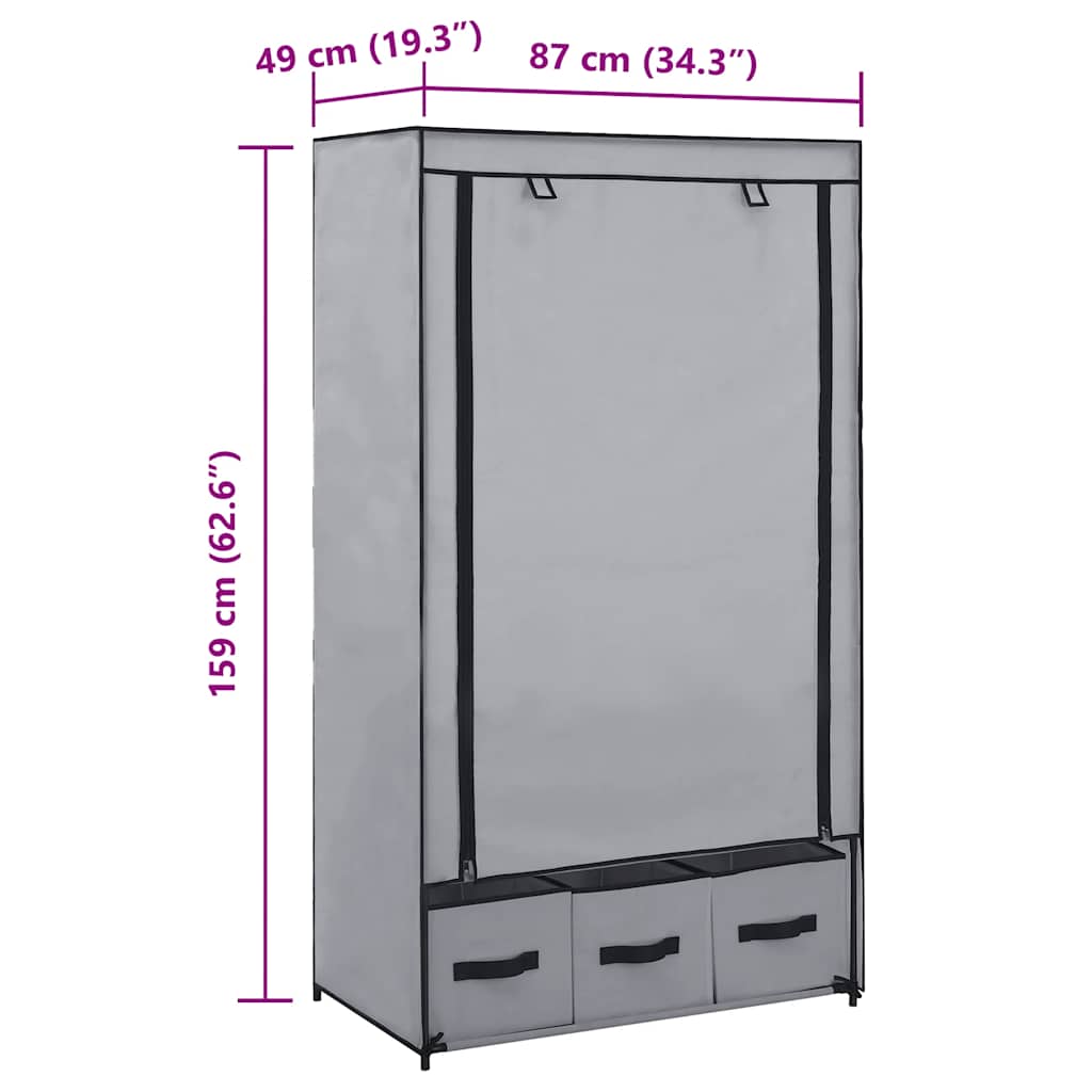 Kleiderschrank Schwarz 87 x 49 x 159 cm Stoff