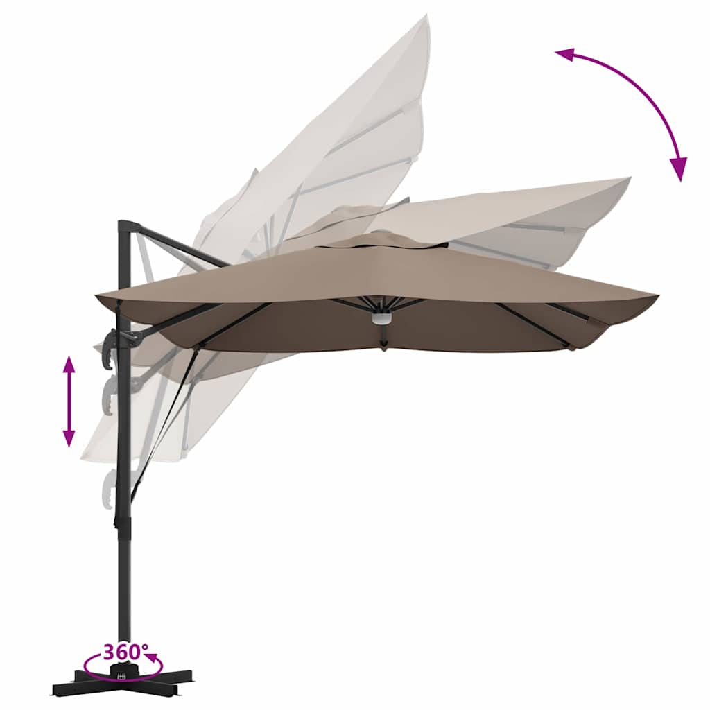 Sonnenschirm Sand 351 x 250 x 253 cm Polyester und Aluminium