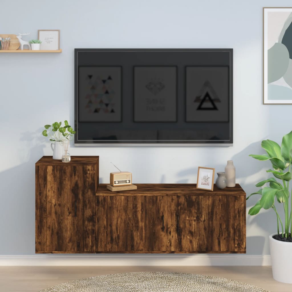 2-tlg. TV-Schrank-Set Weiß Holzwerkstoff