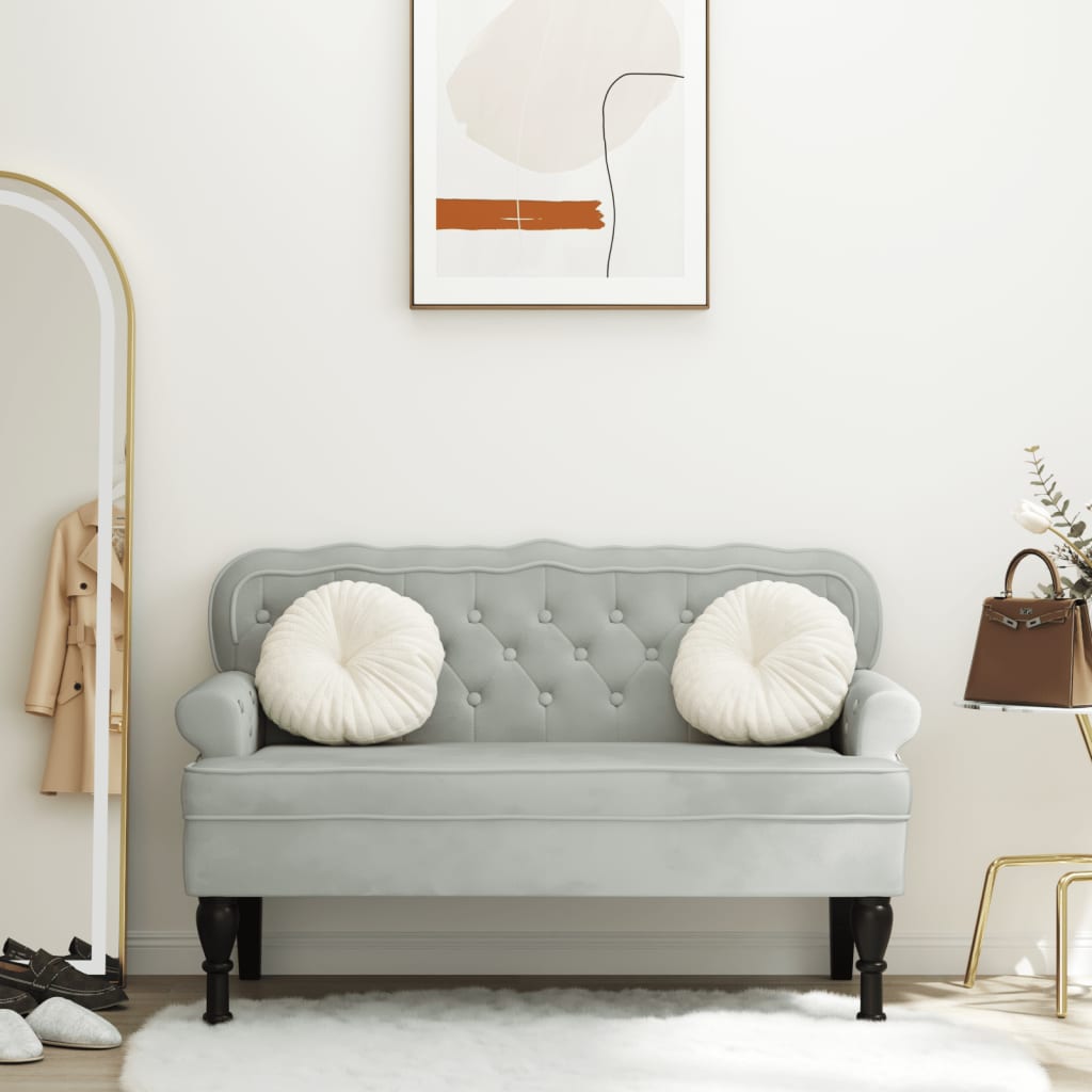 Sitzbank mit Rückenlehne Dunkelgrau 119,5x64,5x75 cm Samt