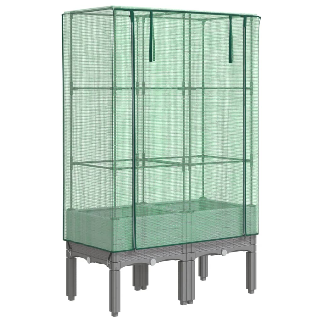 Hochbeet mit Gewächshaus-Aufsatz Rattan-Optik 40x40x140 cm