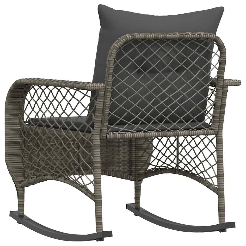 Garten-Schaukelstuhl mit Kissen Schwarz Poly Rattan