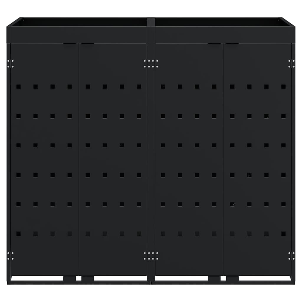 Mülltonnenbox für 2 Tonnen Schwarz 138x79x117 cm Stahl