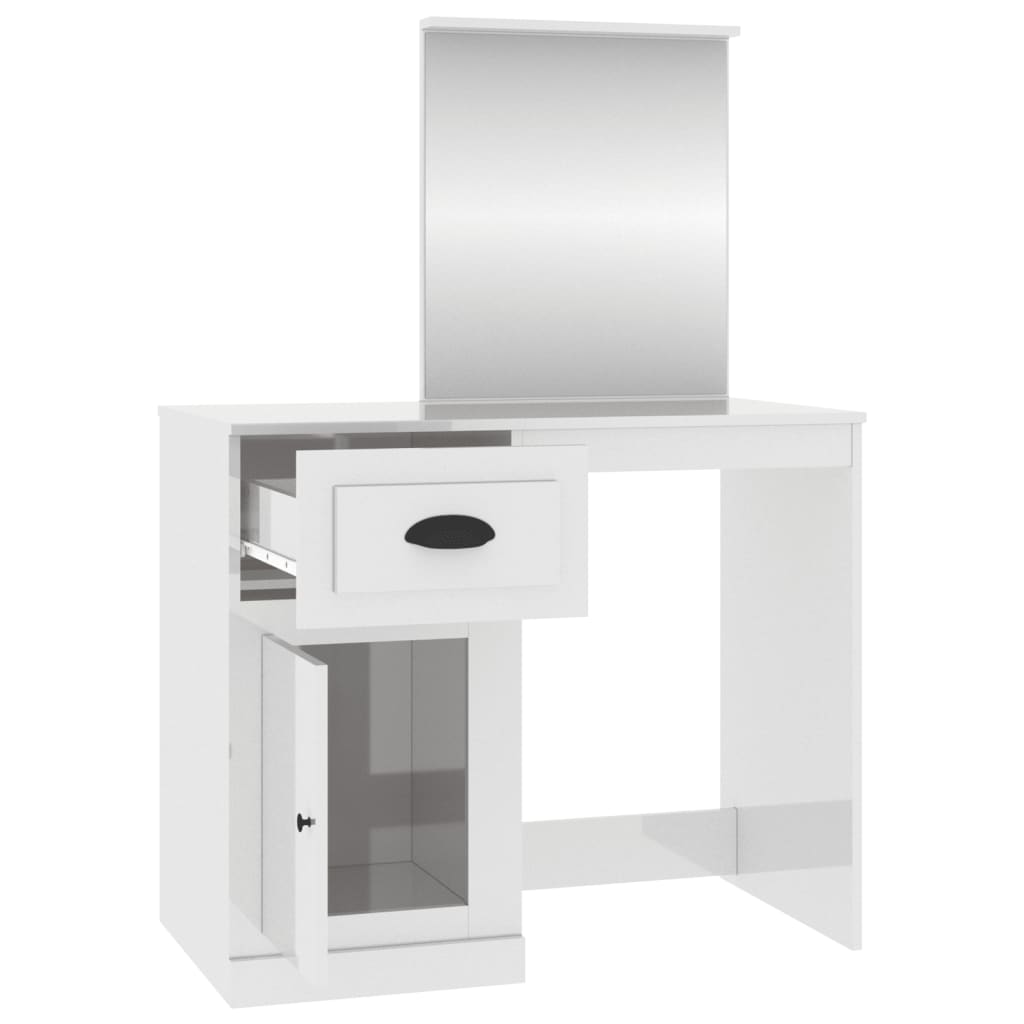 Schminktisch mit Spiegel Weiß 90x50x132,5 cm Holzwerkstoff