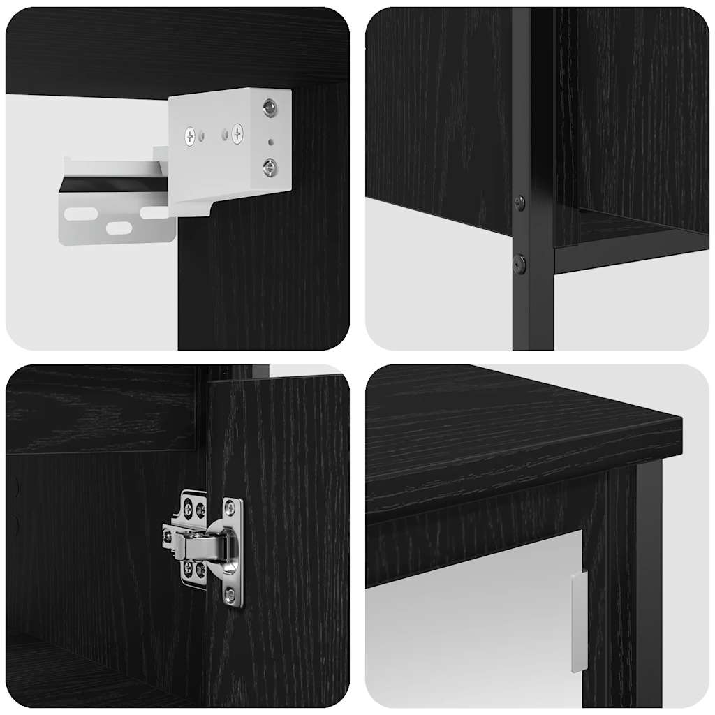 Badezimmermöbel-Set 5 pcs Schwarz Eichen-Optik Holzwerkstoff