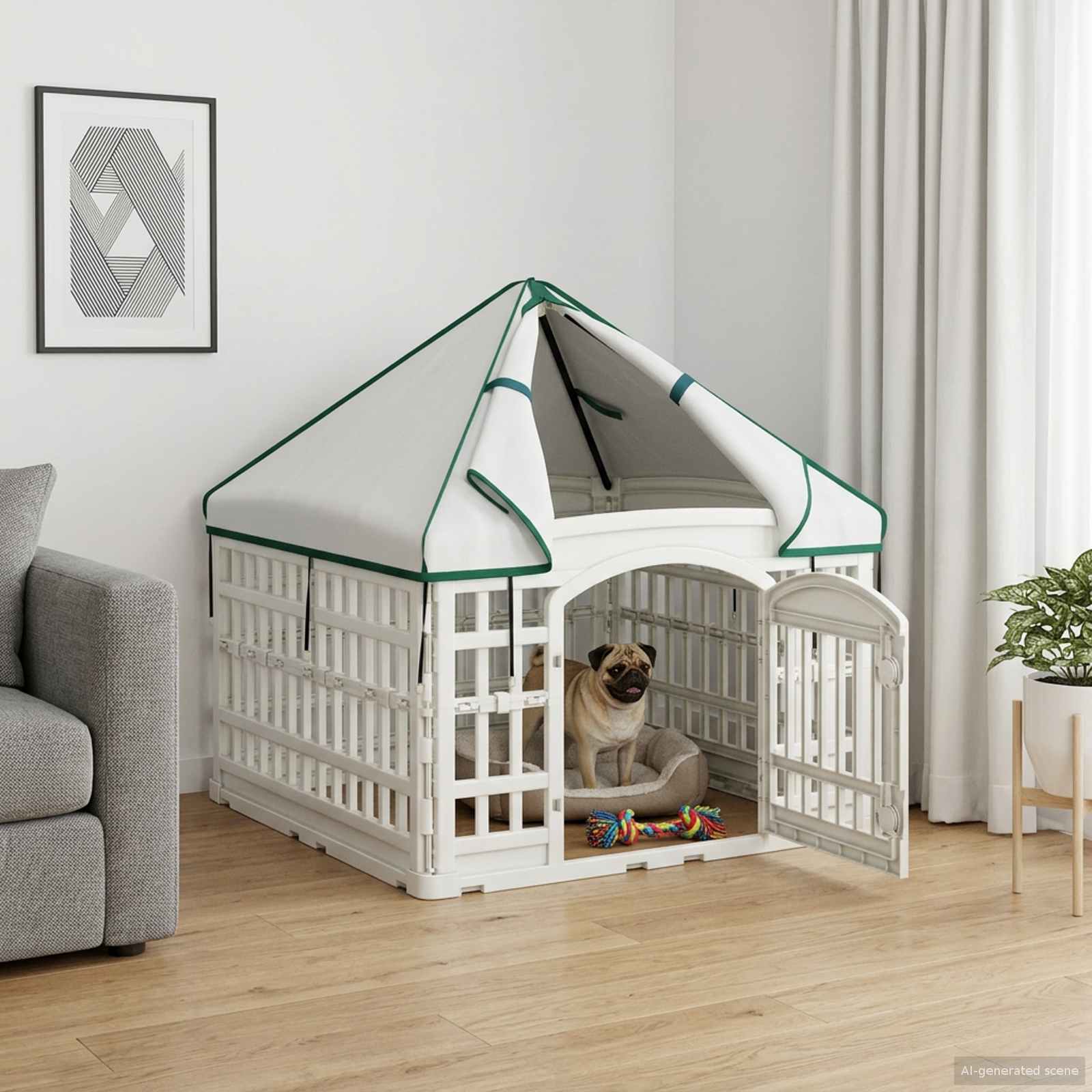 4-Panel-Hundespielplatz mit Dach 60 x 60 x 82 cm Kunststoff