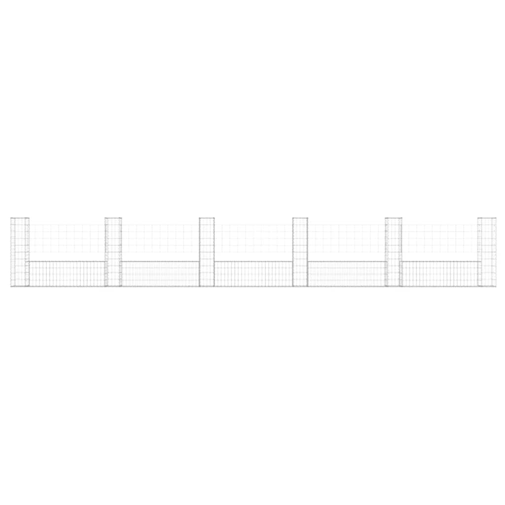 Gabionenkorb U-Form mit 2 Säulen Eisen 140x20x150 cm