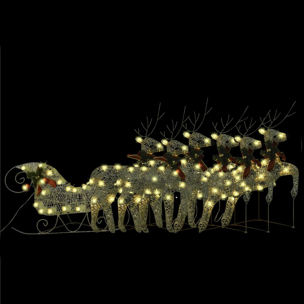 Weihnachtsdeko Rentier & Schlitten 60 LEDs Outdoor Golden