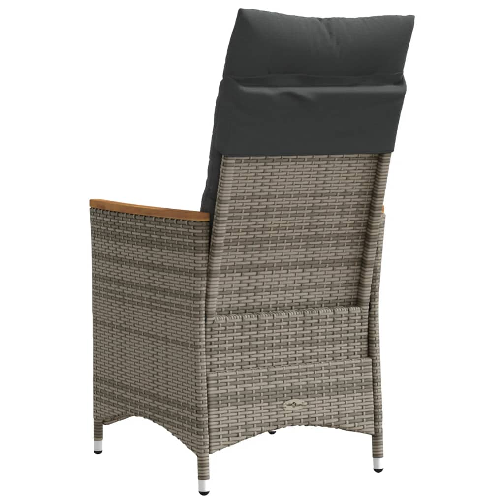 Gartensessel Verstellbar mit Kissen Schwarz Poly Rattan
