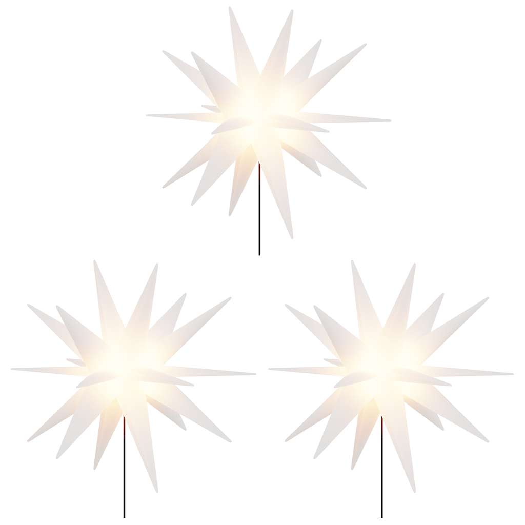 LED-Weihnachtssterne 3 Stk. mit Erdspießen Faltbar Gelb 57 cm