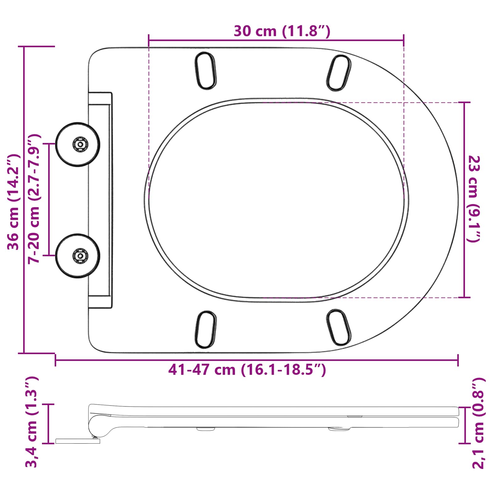 Toilettensitz Anthrazit 47 x 36 x 3,4 cm Duroplast