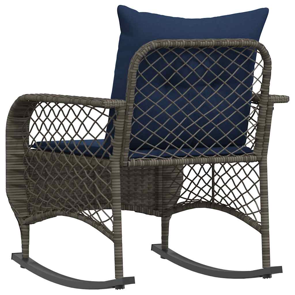Garten-Schaukelstuhl mit Kissen Schwarz Poly Rattan