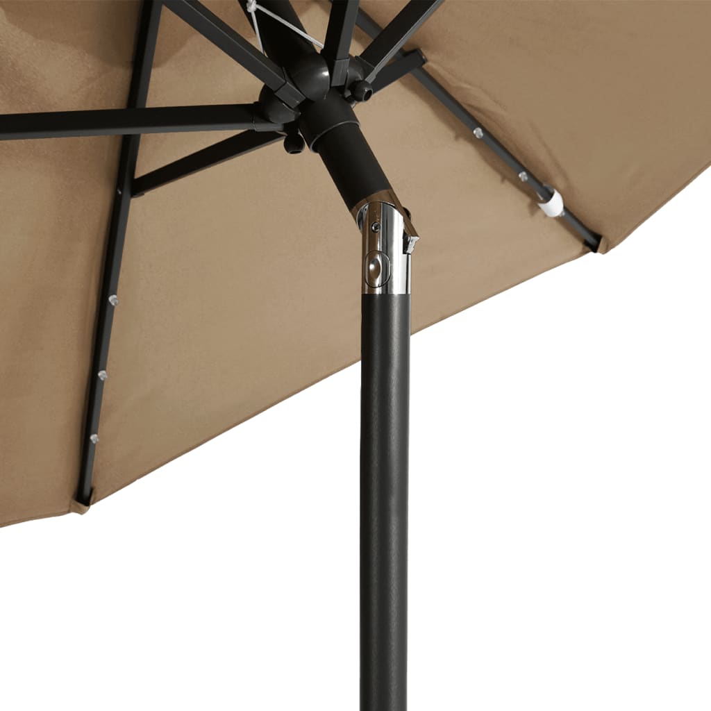 Sonnenschirm mit LED und Stahlmast Weiß 225x225x212 cm