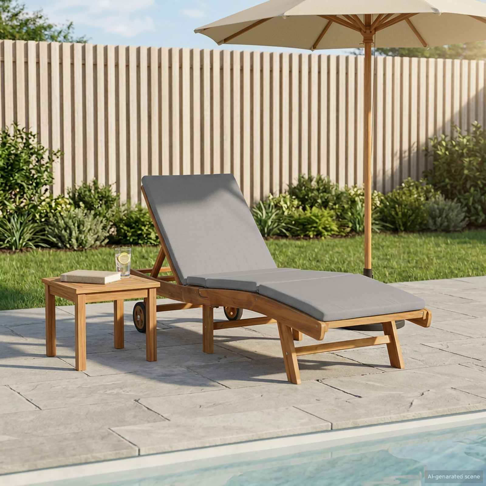 Sonnenliege Braun Massivholz Teak