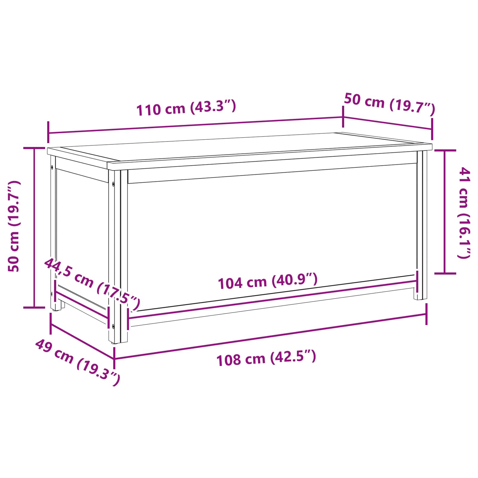 Aufbewahrungsbox 50 x 45 x 45 cm Massives Eichenholz