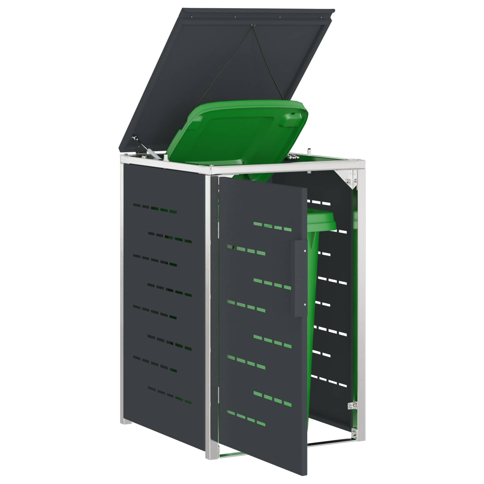 Mülltonnenbox for 2 Bins 240L Edelstahl Schwarz