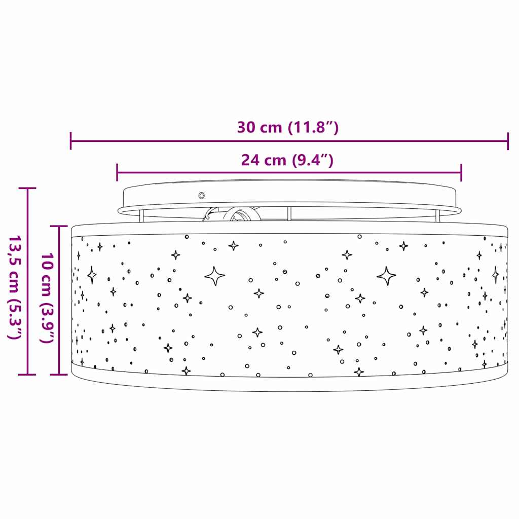 Deckenlampe mit Strahlern Schwarz 30 x 30 x 13,5 cm Stoff