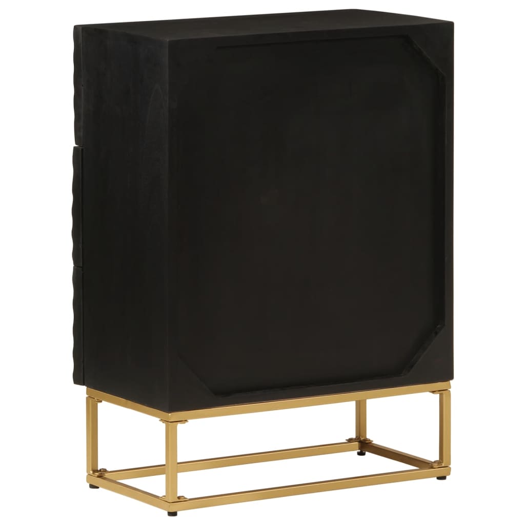 Nachttisch Schwarz 40x30x50 cm Massivholz Mango und Eisen