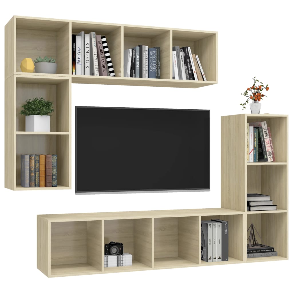 4-tlg. TV-Schrank-Set Weiß Holzwerkstoff