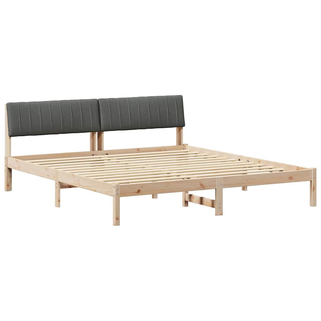 Bettgestell Braun und hellgrau 200 x 200 cm Massivholz Kiefer