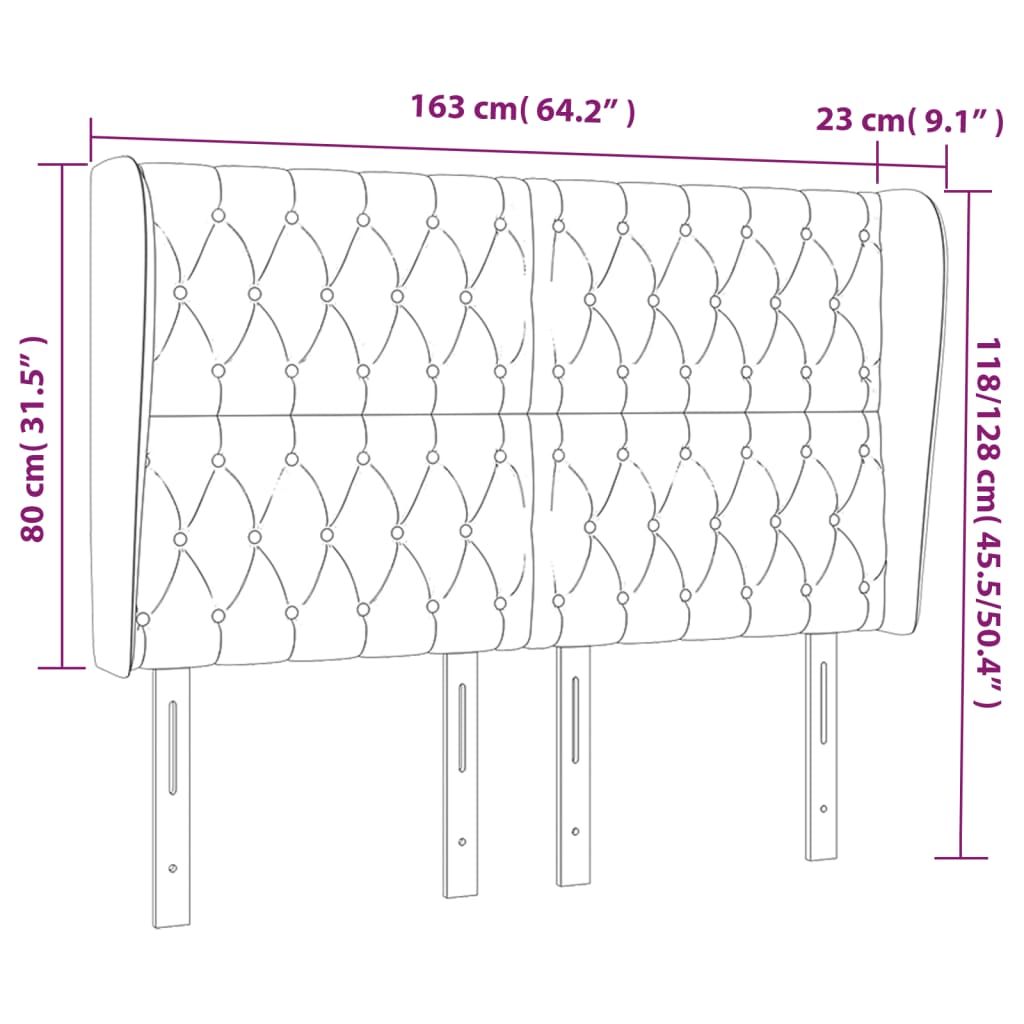 Kopfteil mit Ohren Dunkelblau 93x23x78/88 cm Samt