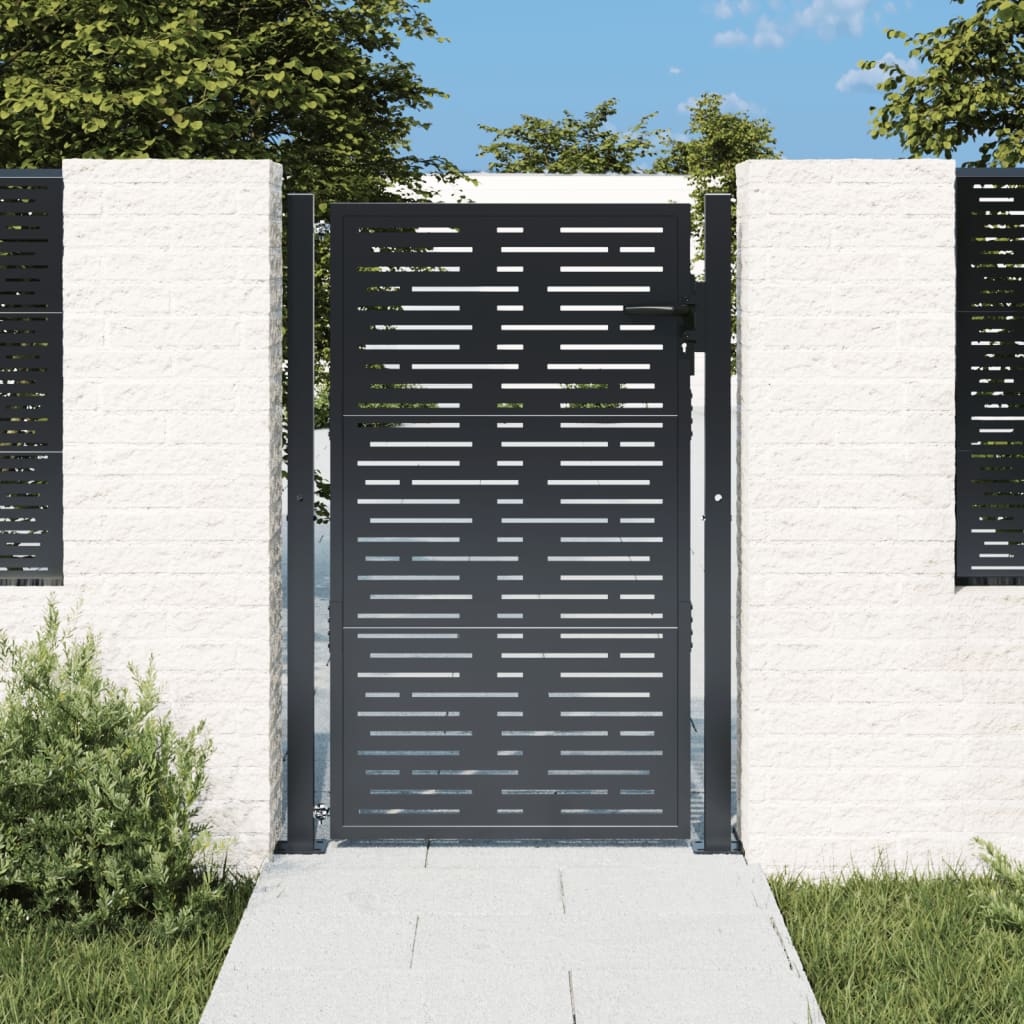 Gartentor Anthrazit 100x175 cm Stahl Quadratisches Design