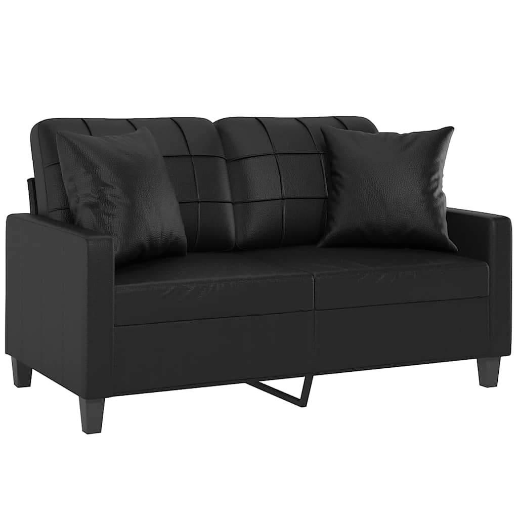 3-Sitzer-Sofa mit Zierkissen Schwarz 180 cm Kunstleder