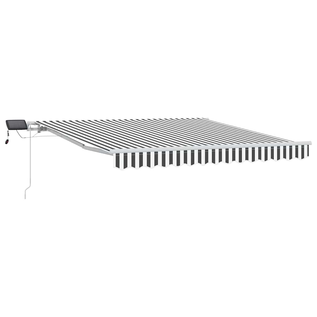 Markise Manuell Einziehbar mit LED 300x250 cm Blau und Weiß