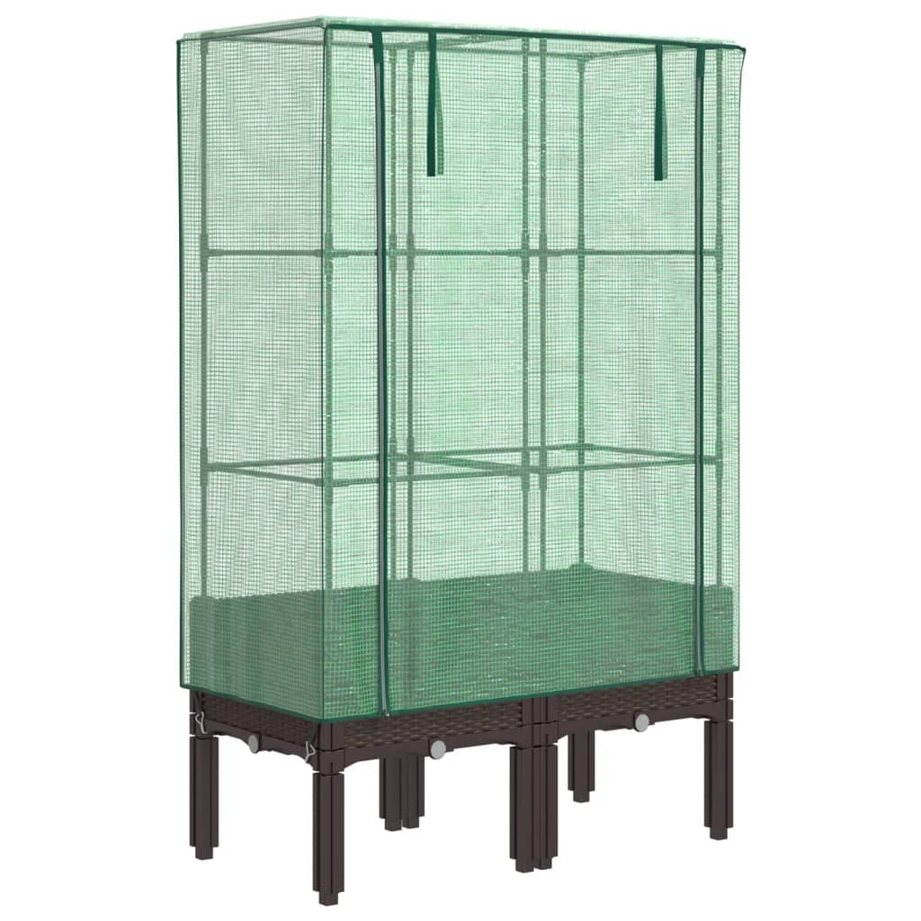 Hochbeet mit Gewächshaus-Aufsatz Rattan-Optik 40x40x140 cm