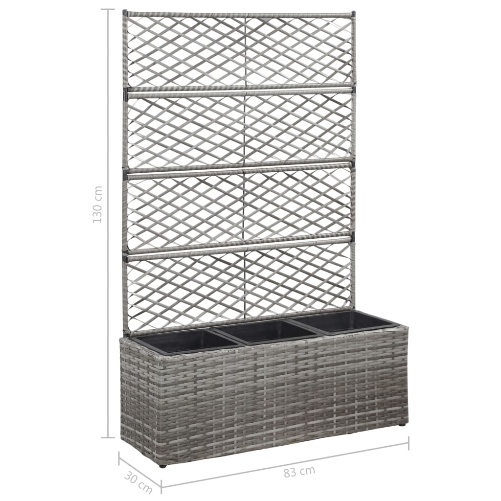 Hochbeet mit Rankgitter 1 Topf 30x30x107cm Poly Rattan Schwarz
