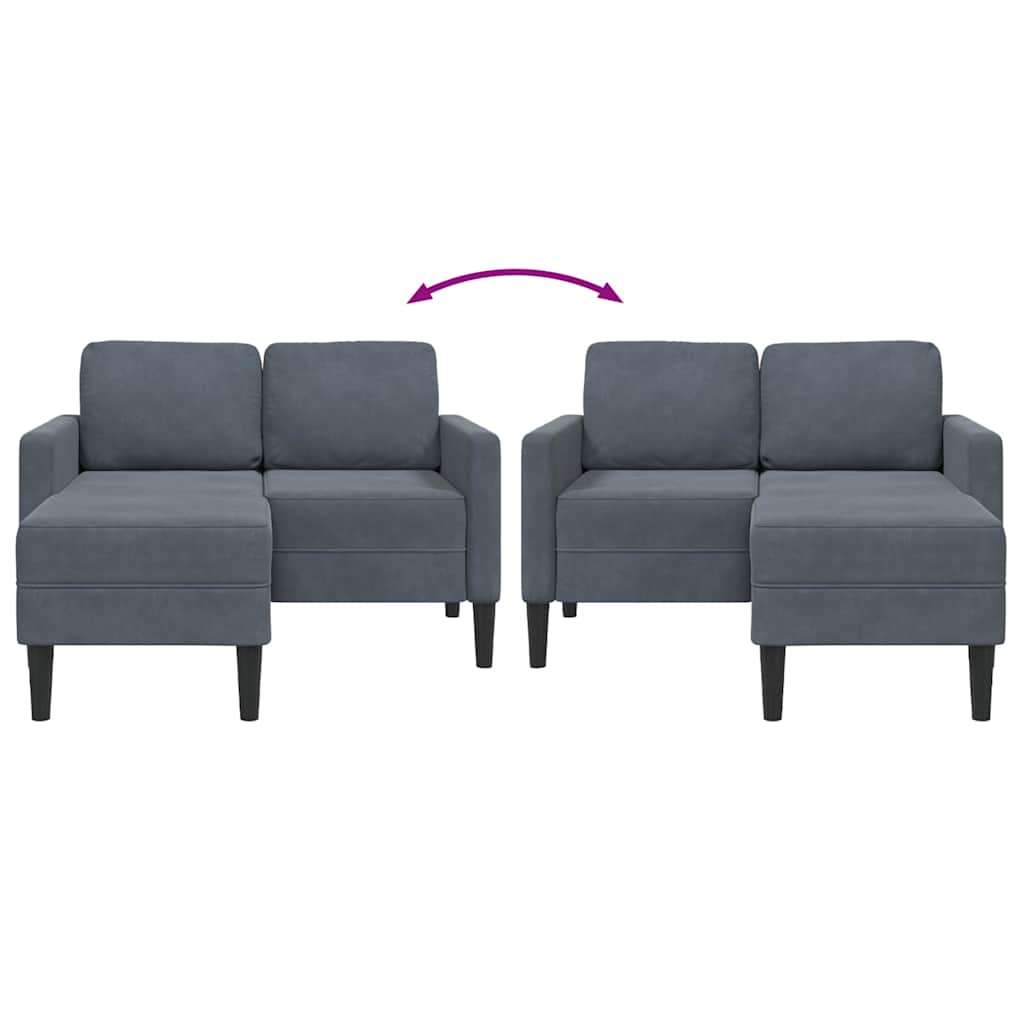 2-Sitzer-Sofa mit Chaiselongue L-Form Blau 125 cm Samt