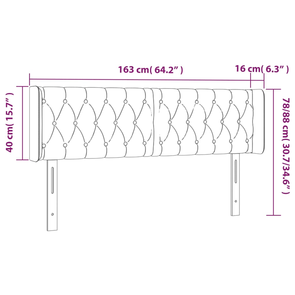 Kopfteil mit Ohren Dunkelblau 93x16x78/88 cm Samt