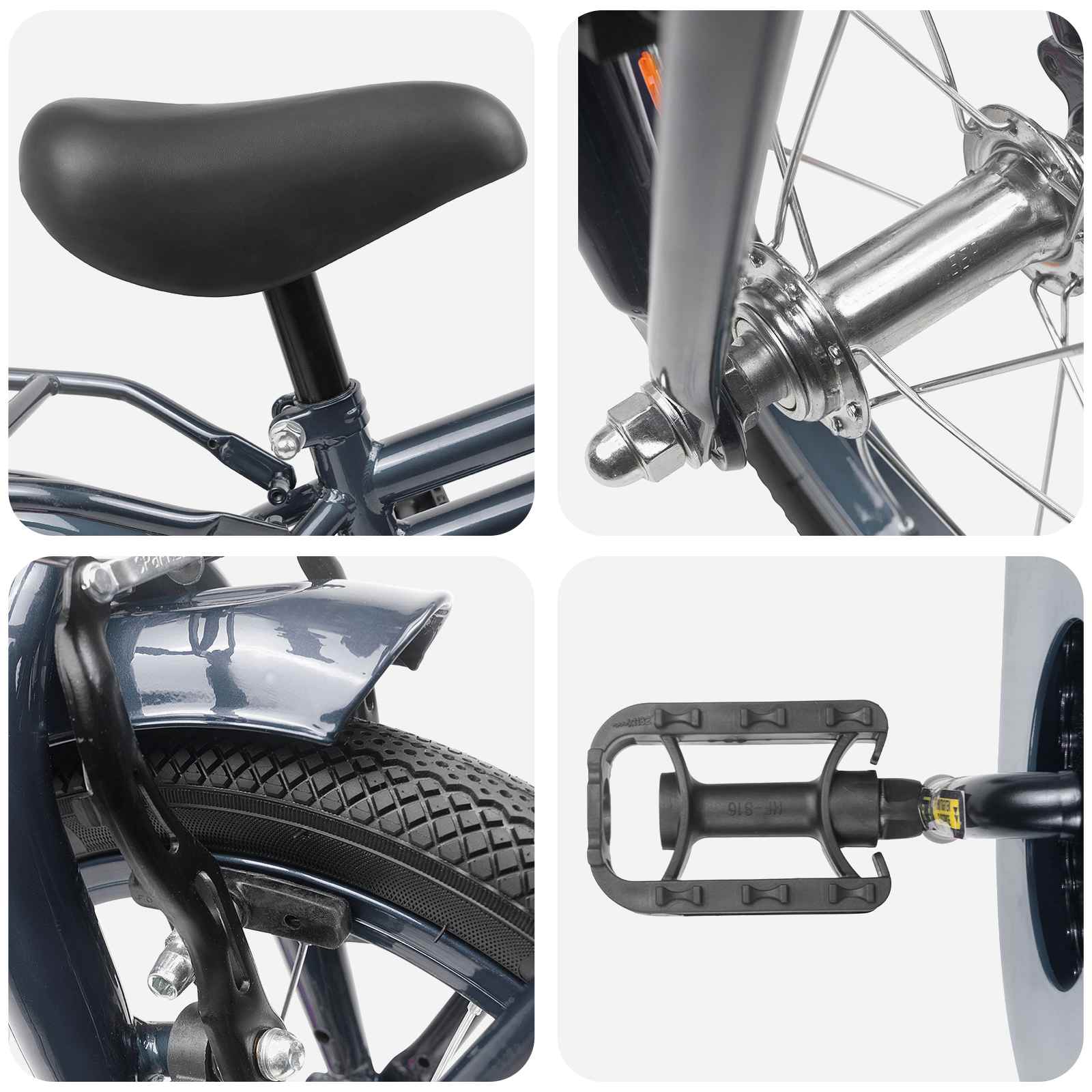 Kinderfahrrad 12 Zoll für 2-4 Jahre alt Schwarz
