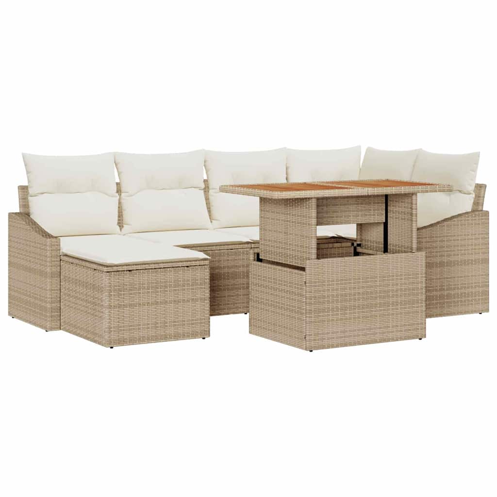 Garten Essgruppe mit Kissen 7 pcs Schwarz und Creme
