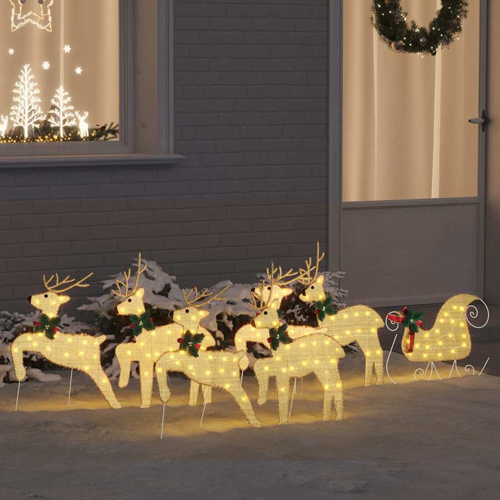LED Rentiere 5 pcs Gold Stoff