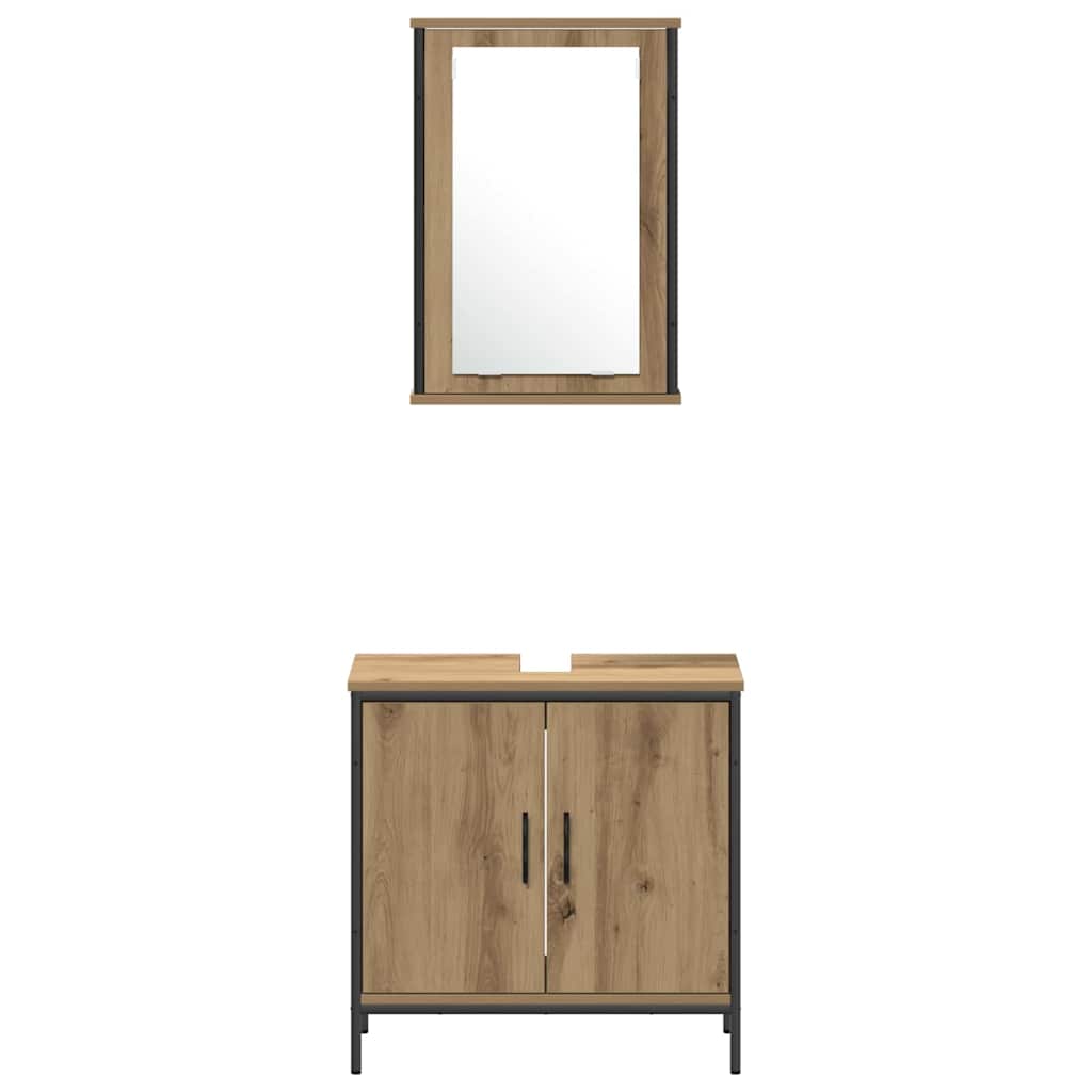 3-tlg. Badmöbel-Set Räuchereiche Holzwerkstoff