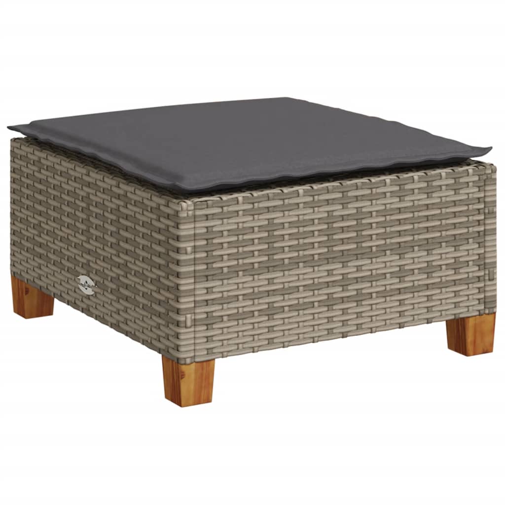 Gartenhocker mit Kissen Schwarz 63,5x56x32 cm Poly Rattan