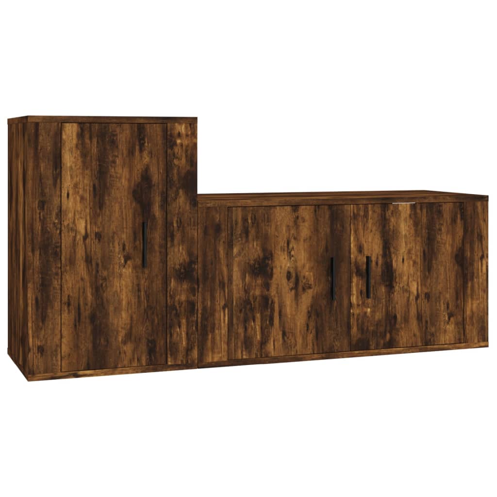 2-tlg. TV-Schrank-Set Hochglanz-Weiß Holzwerkstoff