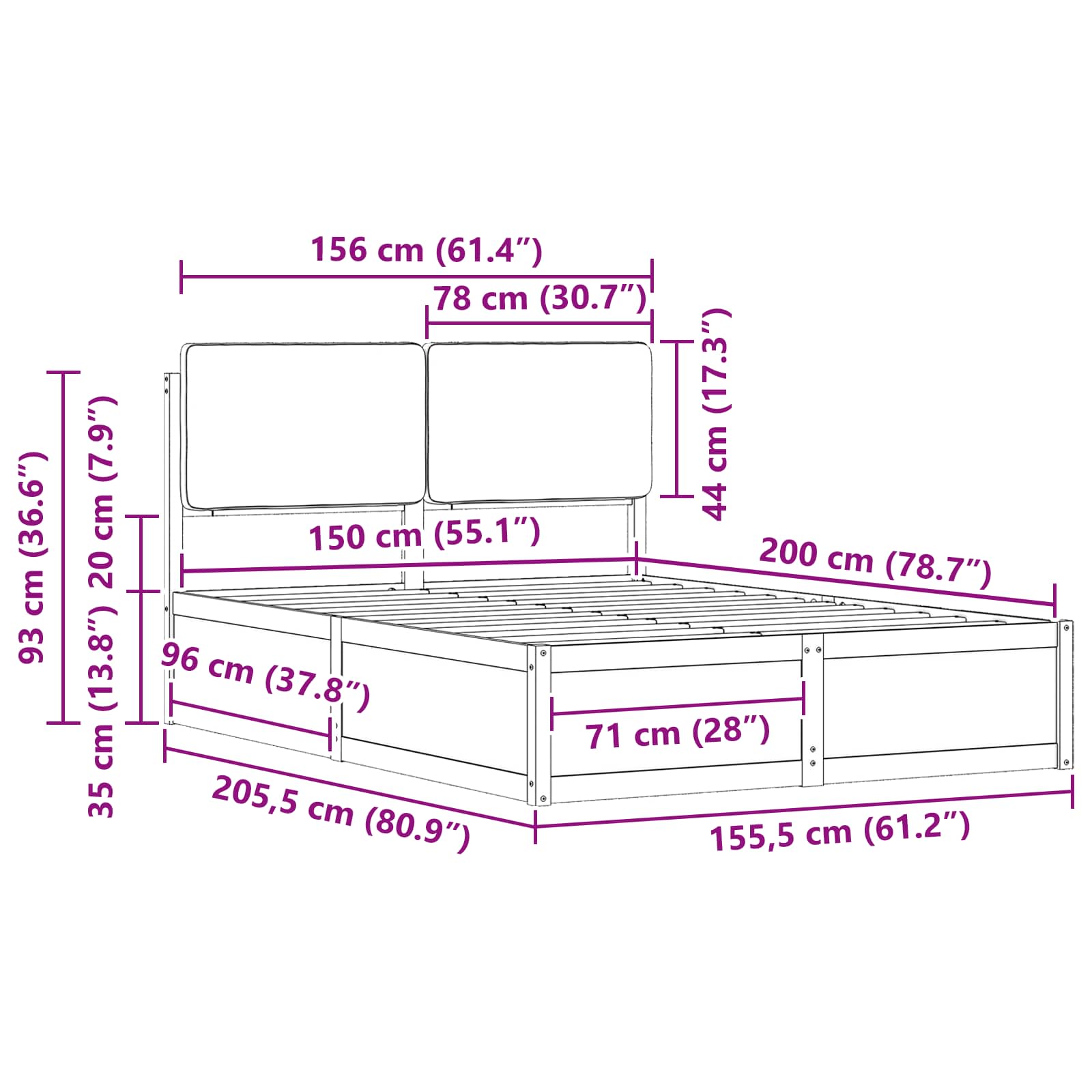 Bettgestell mit gepolstertem Kopfteil Hellgrau 200 x 200 cm