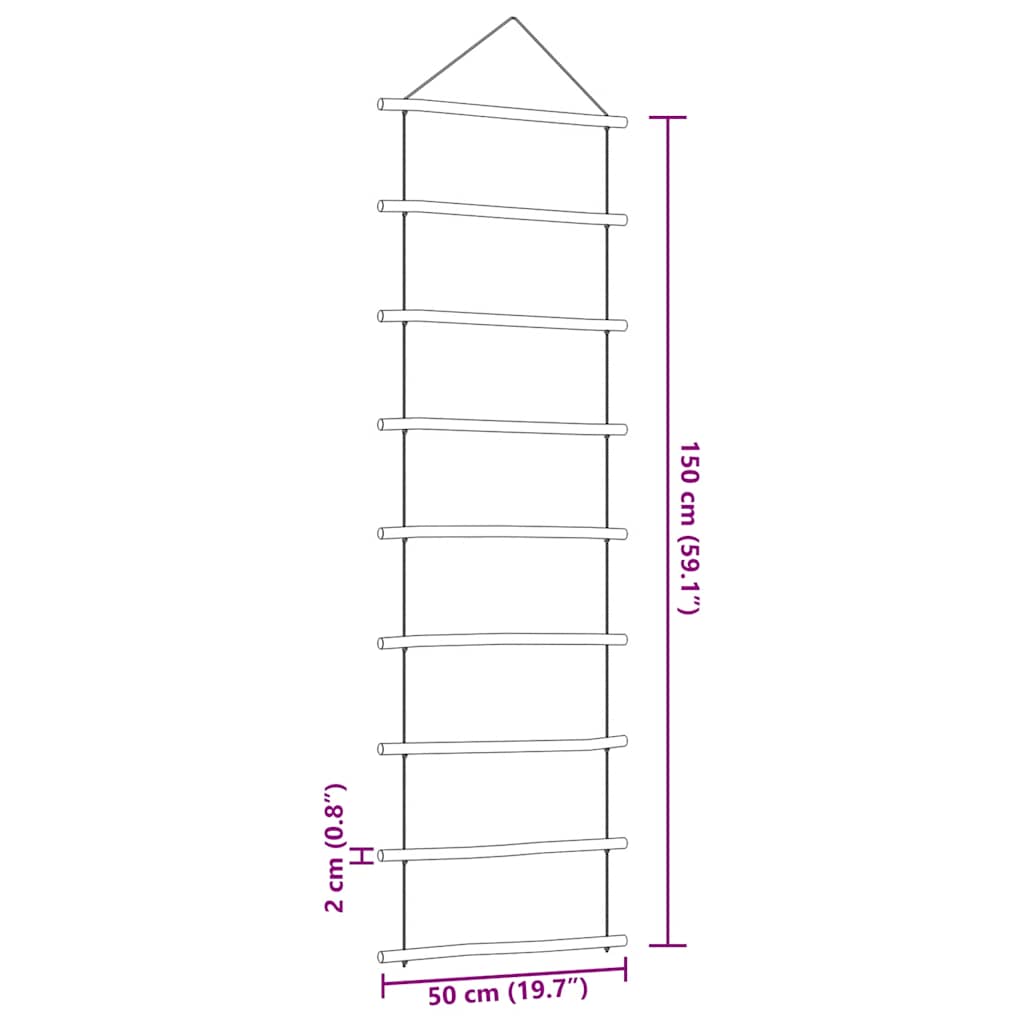 Wanddekorationen in Leiterform 2Stk. 30x100cm Natürlicher Zweig