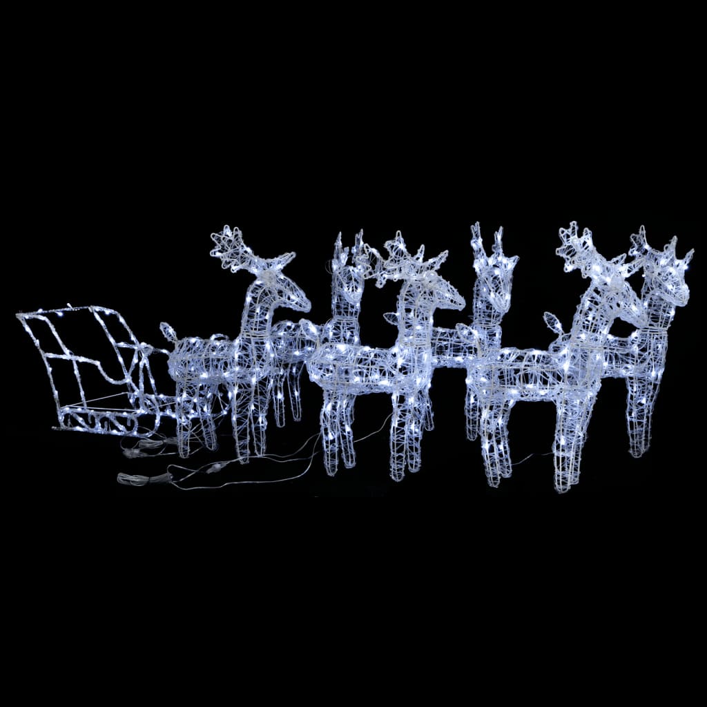Rentiere & Schlitten Weihnachtsdekoration 160 LEDs 130 cm Acryl