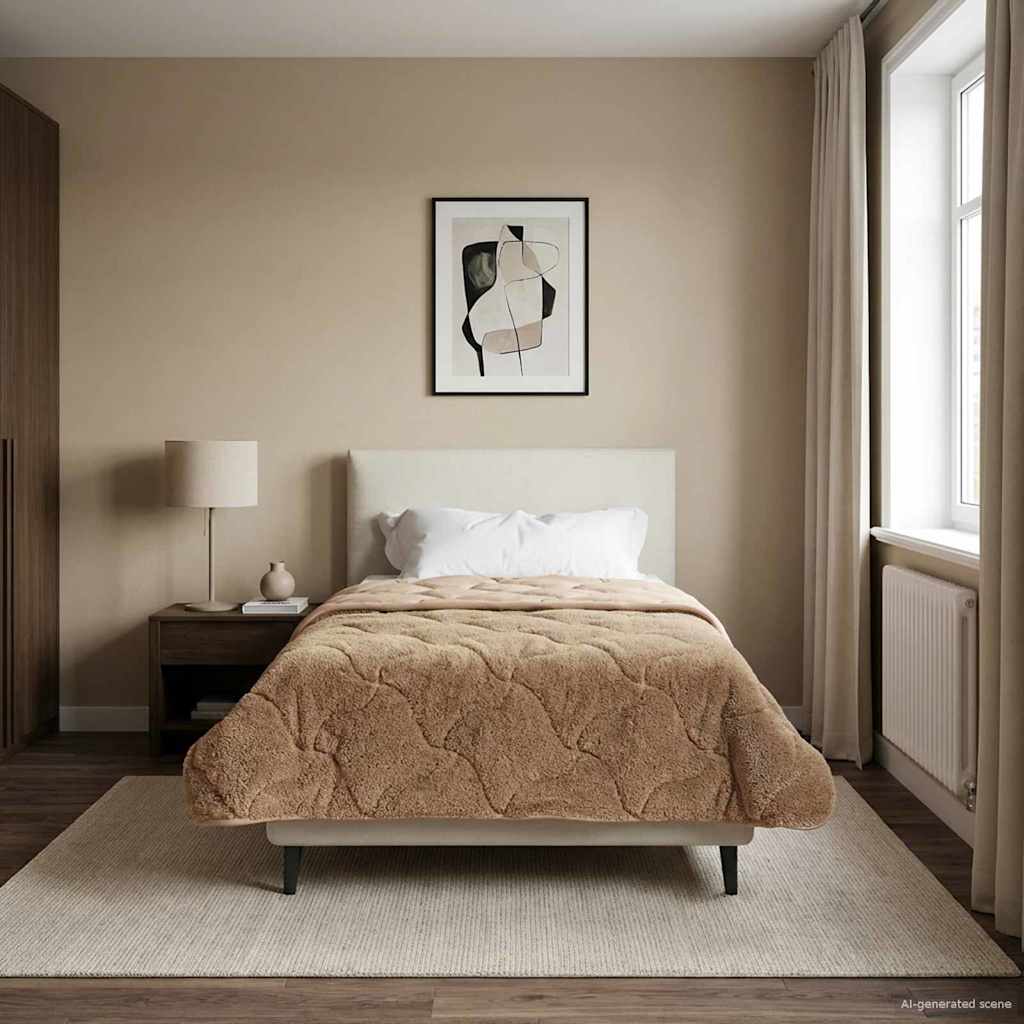 Sommerdecke Anthrazit 135 x 200 cm Mikrofaser und Teddy-Fleece