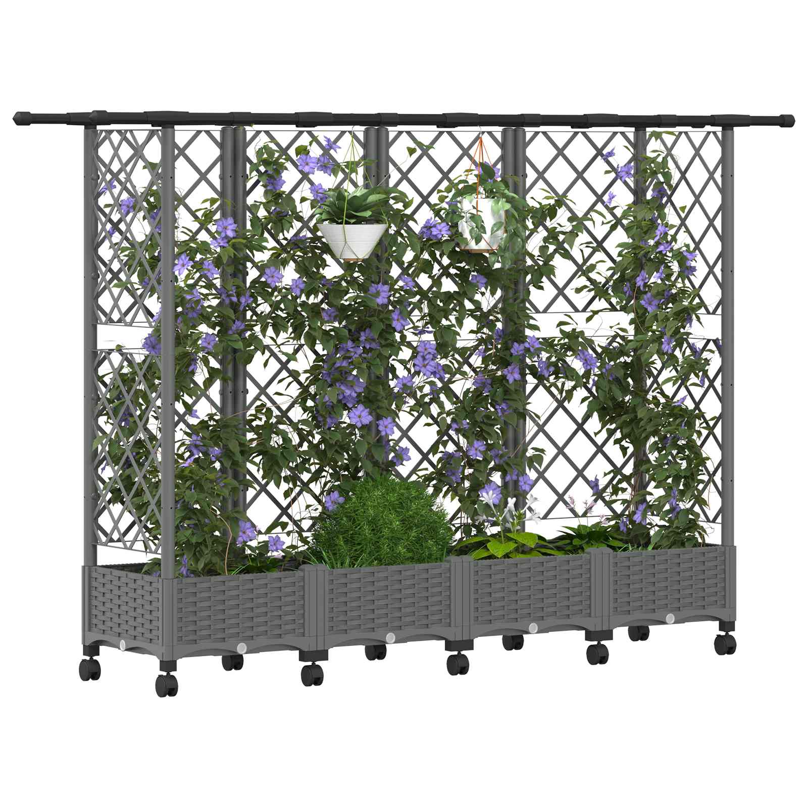 Hochbeet mit Rankgitter und Dach Braun 124 x 40 x 123 cm PP