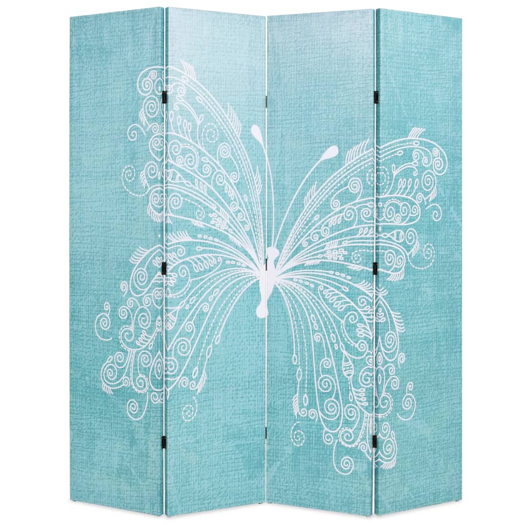 Raumteiler klappbar 120 x 170 cm Schmetterling Blau