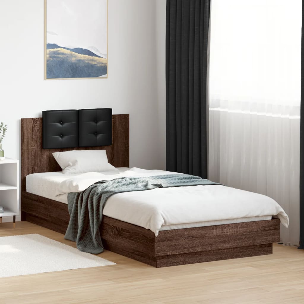 Bettgestell mit Kopfteil Grau Sonoma 180x200 cm Holzwerkstoff