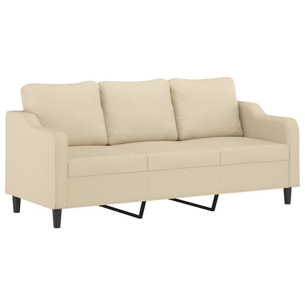 3-Sitzer-Sofa mit Hocker Braun 180 cm Stoff