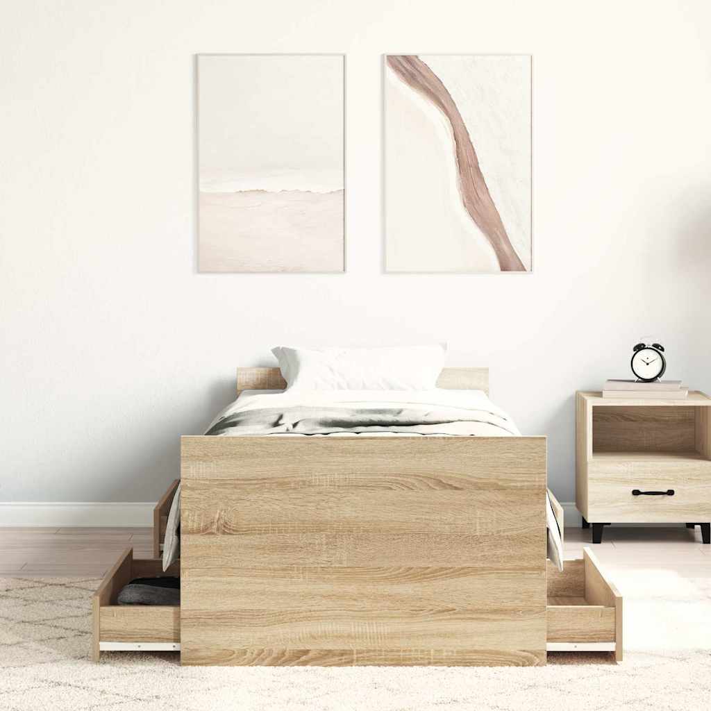 Bettgestell mit Kopf- und Fußteil Weiß 100x200 cm