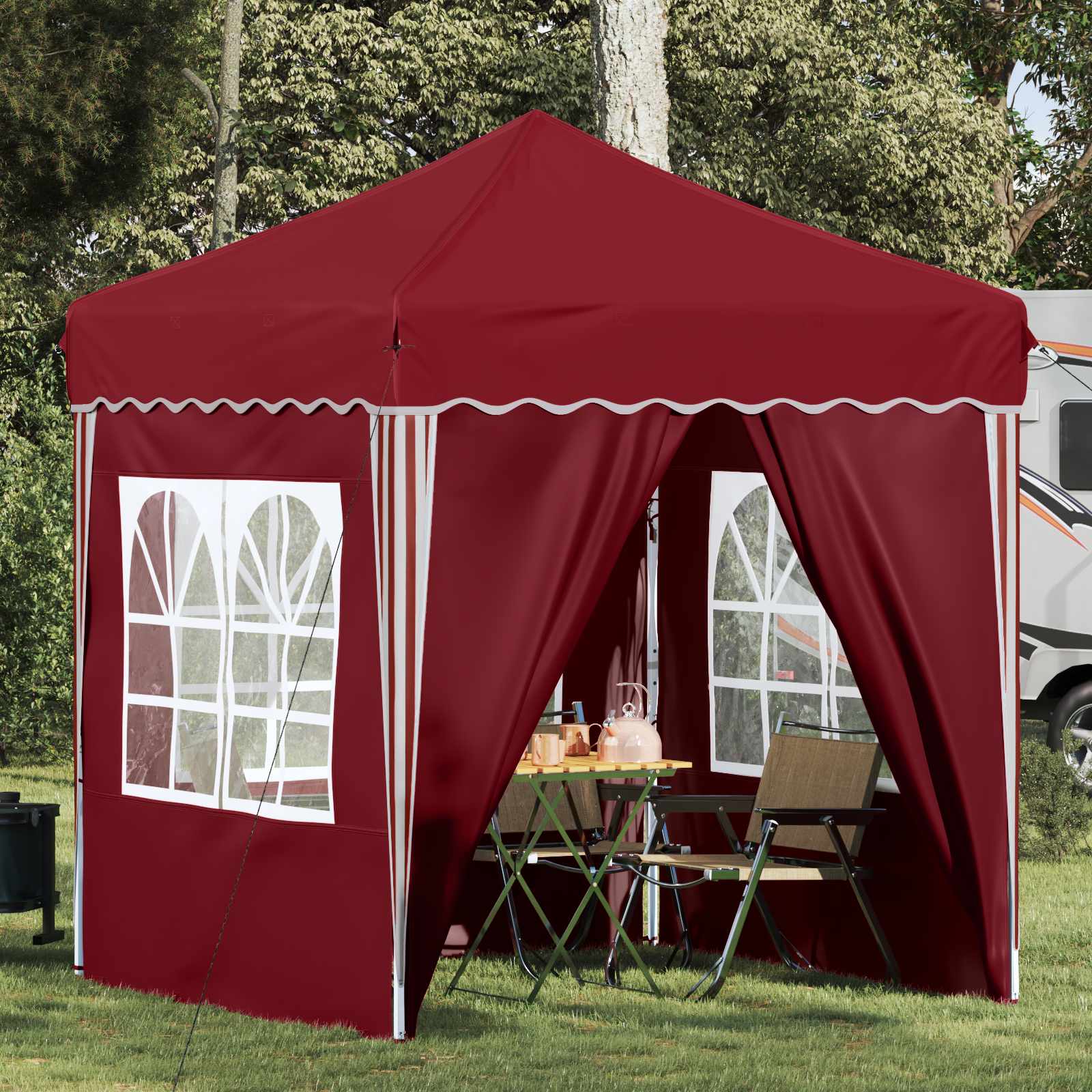 Pop-up Partyzelt 195 x 195 x 245 cm Creme Oxford-Stoff